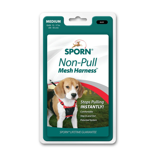 Sporn Stop Pulling Mesh Harness - Black - Medium (Neck 30-43cm)
