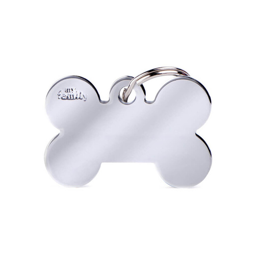My Family Pet Tag Basic Bone - Chrome - Large (3.8cm x 2.5cm)