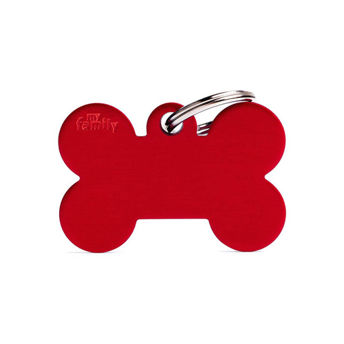 My Family Pet Tag Basic Bone - Red - Large (3.8cm x 2.5cm)