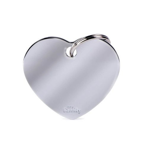 My Family Pet Tag Basic Heart - Chrome - Large