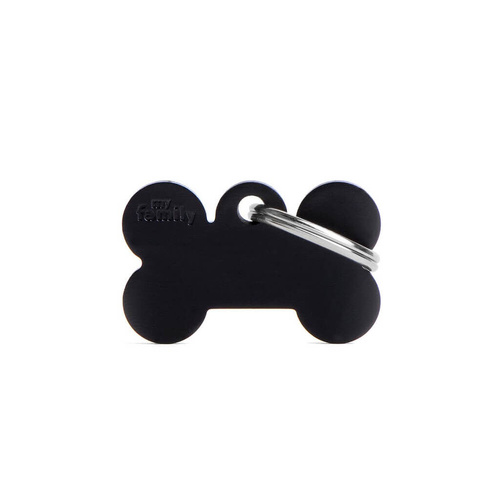 My Family Pet Tag Basic Bone - Black - Small (3cm x 1.8cm)