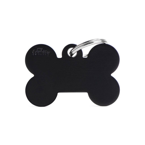 My Family Pet Tag Basic Bone - Black - Large (3.8cm x 2.5cm)
