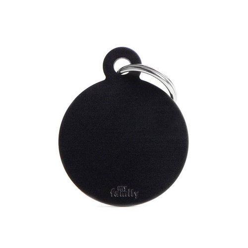 My Family Pet Tag Basic Circle - Black - Large (3.9cm x 3.1cm)