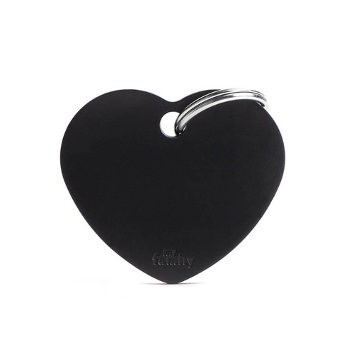 My Family Pet Tag Basic Heart - Black - Large