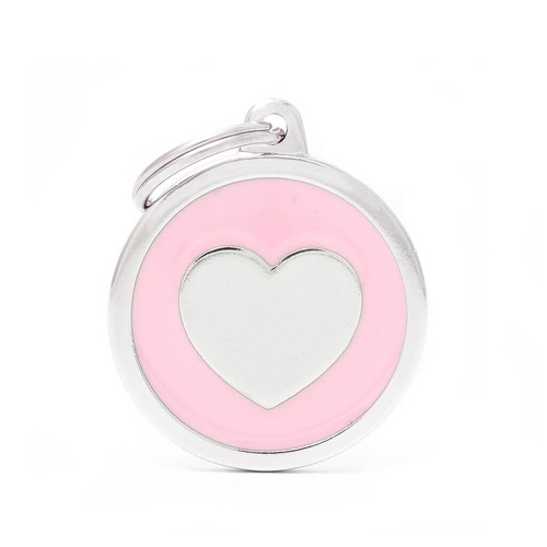 My Family Pet Tag Classic Heart - Pink - Large (3.9cm x 3.1cm)