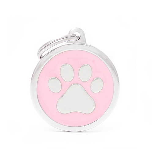 My Family Pet Tag Classic Paw - Pink - Large (3.9cm x 3.1cm)