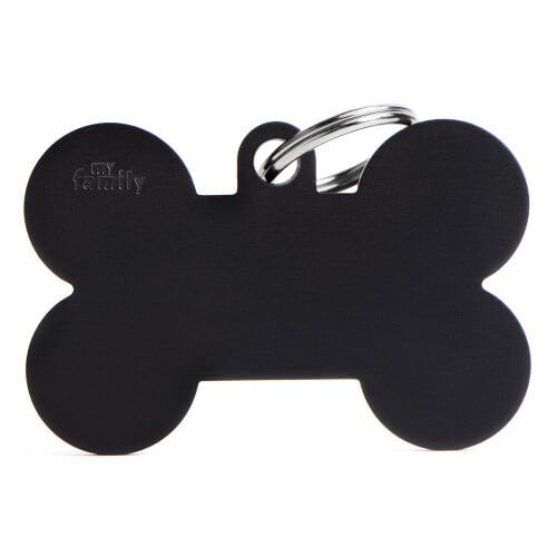 My Family Pet Tag Basic Bone - Black - X-Large