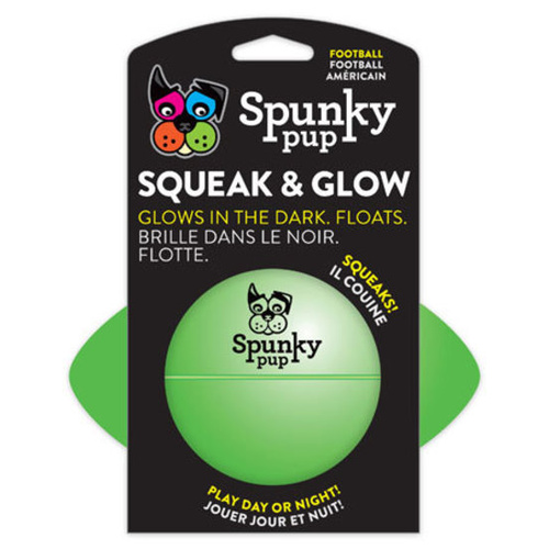 Spunky Pup Squeak & Glow Football - 14cm