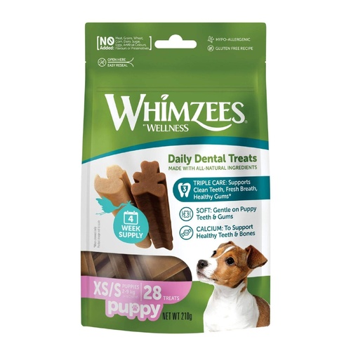 Whimzees Puppy Dental Treats - X-Small/Small - 28 Pack (210g)
