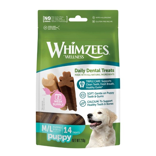 Whimzees Puppy Dental Treats - Medium/Large - 14 Pack (210g)