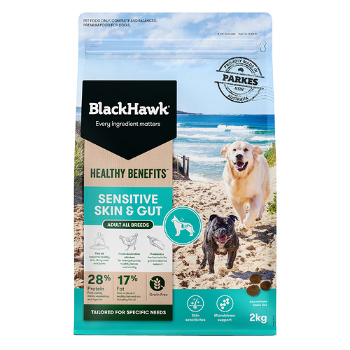 Black Hawk Healthy Benefits Dog Food - Sensitive Skin & Gut - 2kg