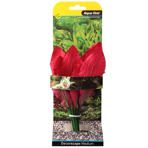 Aqua One Silk Aquarium Plant - Amazon Red - Medium (20cm)