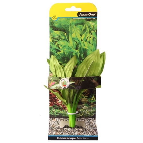 Aqua One Silk Aquarium Plant - Amazon Broad Leaf - Medium (20cm)