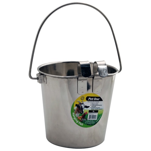 Pet One Pail Hanging Stainless Steel Bucket - 2.2L