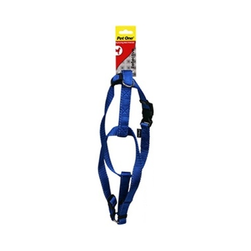 Pet One Reflective Adjustable Nylon Dog Harness - 15-22.5cm x 10mm - Blue