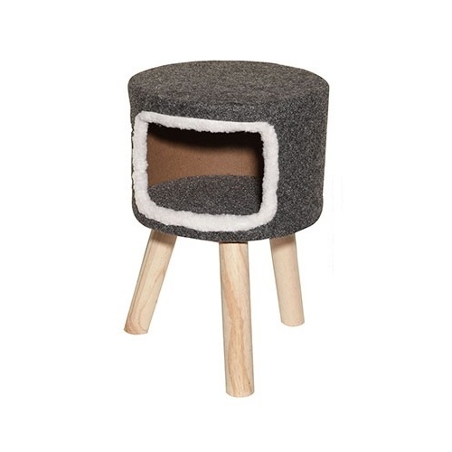 Pet One Cat Scratching Tree Round with 1 Cubbie - 35x35x50cm (Grey)