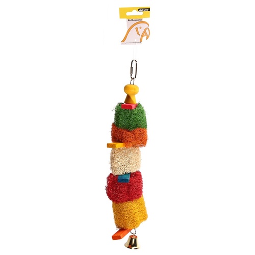 Avi One Loofah Discs With Planks Parrot Toy - 11cm x 30cm