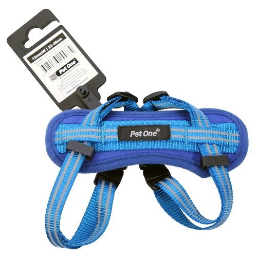 Pet One Reflective Padded Dog Harness - 23-40cm x 13mm - Blue/Blue