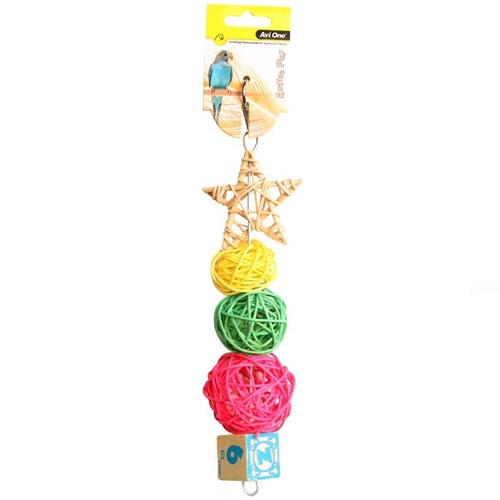 Avi One Bird Toy Rattan Star And Balls - 27cm