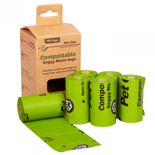 Pet One Compostable Doggy Waste Bag - 6 Rolls (120 Bags)