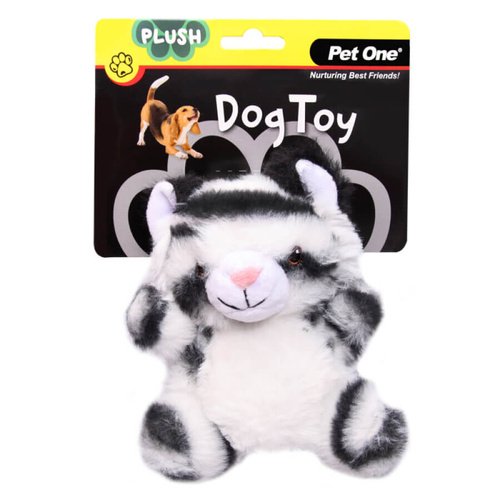 Pet One Plush Squeaky Dog Toy - White Tiger (15cm)