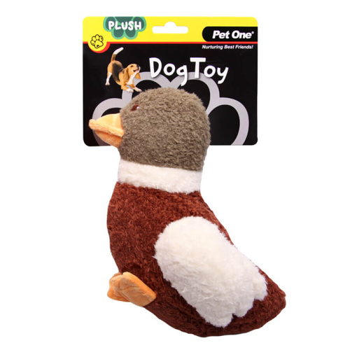 Pet One Plush Squeaky Dog Toy - Crinkle Duck (22cm)