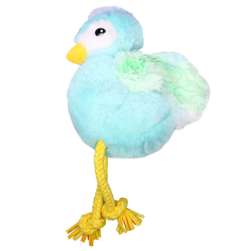 Pet One Plush Squeaky Dog Toy - Bird with Rope - Blue (20cm)