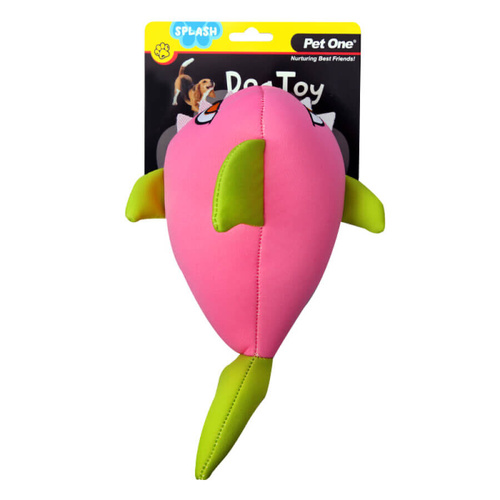 Pet One Splash Squeaky Dog Toy - Shark - Pink (23cm)