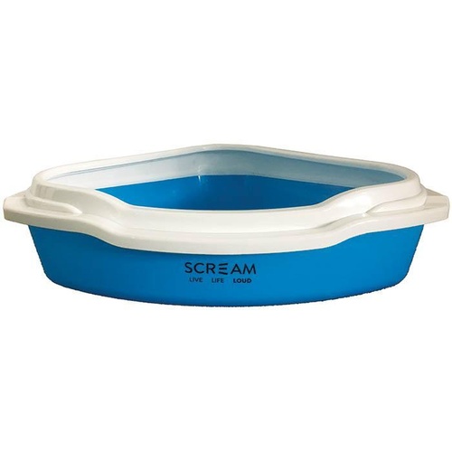 Scream Corner Cat Litter Tray (55x43x17cm) - Blue
