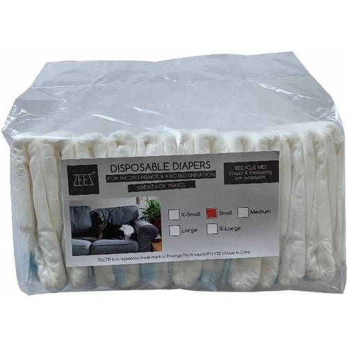 Zeez Disposable Dog Diapers - Small - 32-48cm (12 Pack)