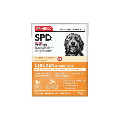 Prime 100 SPD Slow Cooked Dog Food - Chicken & Brown Rice - 354g