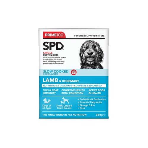 Prime 100 SPD Slow Cooked Dog Food - Lamb & Rosemary - 354g