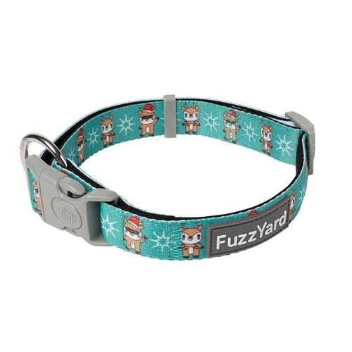 FuzzYard Disco Deers Christmas Dog Collar - Medium (20mm x 32-50cm)