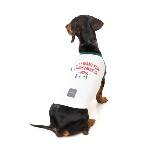 FuzzYard All I Want For Christmas Is Food Dog T-Shirt - Size 1 (26-29cm Long)