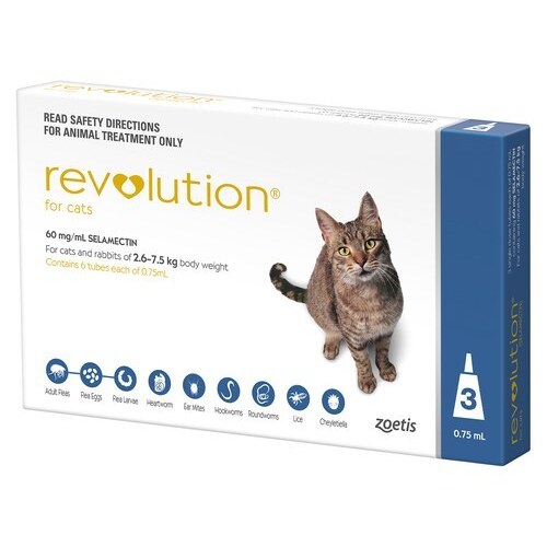 Revolution for Cats 2.6-7.5 kgs - 3 Pack - Blue