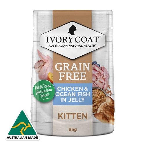 Ivory Coat Chicken & Ocean Fish in Jelly for Kittens Wet Pouch - 85g