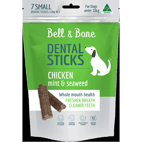 Bell & Bone Dental Sticks - Chicken Mint & Seaweed - 126g (Small Dogs under 10kg)