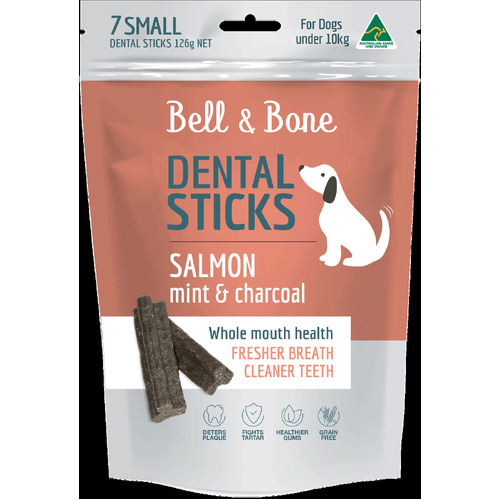 Bell & Bone Dental Sticks - Salmon Mint & Charcoal - 126g (Small Dogs under 10kg)