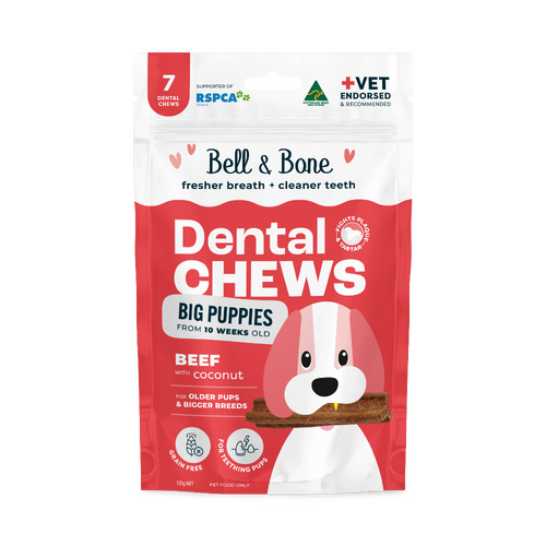 Bell & Bone Puppy Dental Sticks - Beef & Coconut - 120g (Large)