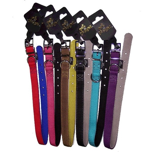 Elegantz Two-Tone Nylon Dog Collar - X-Small (10mm x 30cm) -Red/Blue